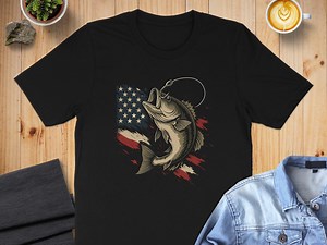 Bass Fishing T-shirt, USA Flag Tee, American Angler Gift, Patriotic Fishing Shirt - Etsy