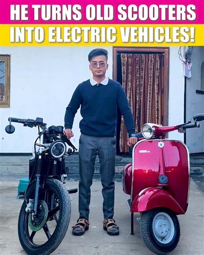 937K views · 36K reactions | This Manipur student turns ordinary scooters into electric wonders! Saving cash, saving the planet – all while looking absolutely fabulous. Going beyond scooters, this eco-innovator has electrified the ride game by transforming motorbikes into sleek and eco-friendly vehicles. #EcoFriendly #evehicle #ev #Manipur | NewsPint | Facebook