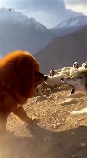 Tibetan Mastiff Scares Off Wolf! 😤🐶🐺 | Sheep Saved 🐑🐾 #viralshorts