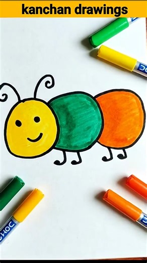 Cute Caterpillar Drawing 🐛 | Step-by-Step Insect Drawing | Smiling Caterpillar #art