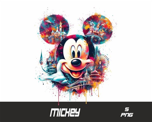5 PNG Traveller Mickey Png Mouse Splash and Watercolor Png Mickey Transparent PNG File for Sublimation - Etsy
