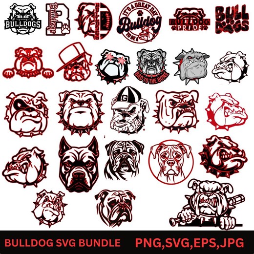 Bulldog SVG Bundle: Aggressive Bulldog Mascot Clipart for Cricut, Sports Team & Shirt Designs - Etsy