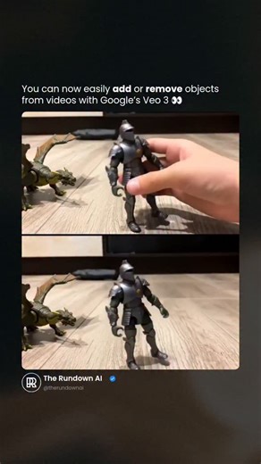 Google’s new Veo 3 update lets you add or remove objects in AI-generated videos, so you can clean up unwanted stuff or drop in new elements, all while keeping the lighting and scene looking real. Follow @TheRundownAI for the latest AI and tech news. | The Rundown