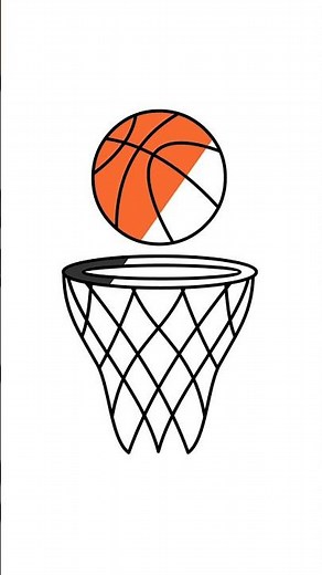 How to Draw a Basketball and Hoop Easy! 🏀 Mesh & Ball #shorts