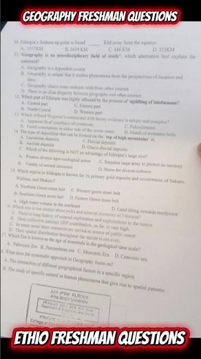 Geography Mid Exam ‪@Ethiofreshmanquestions‬