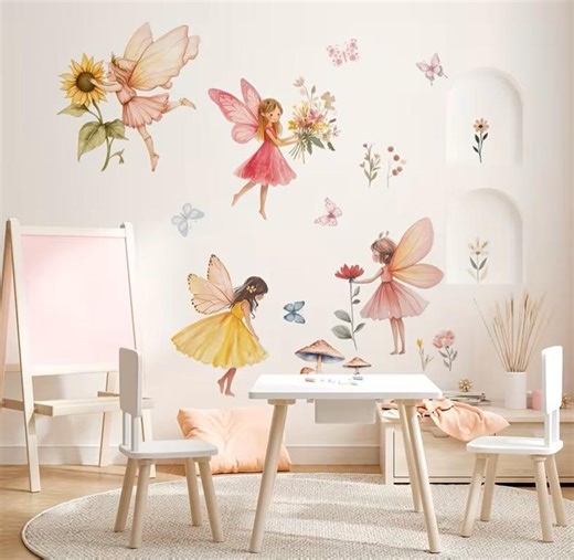 Elven Flower Wall Stickers Set of 4 | Removable Waterproof PVC Wall Decals for Home Decor - Etsy