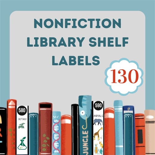 Nonfiction Dewey Library Shelf Labels 2.6"x 10.6" Tag Dividers Large Shelf Markers Classroom School Library Shelf Dividers Organization Idea - Etsy