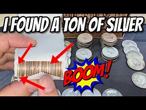 OVER 50 SILVERS FOUND IN A BOX OF HALF DOLLARS FROM THE BANK COIN ROLL HUNTING