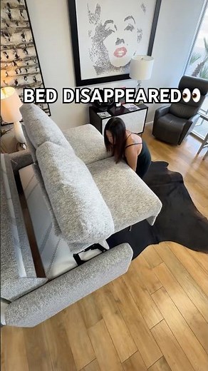 This Bed Disappeared 👀 #sofabed #spacesavingfurniture