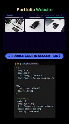 Portfolio Website in 15 Seconds – HTML & CSS Hero Section! #coding #programming #portfolio #website