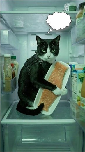 Archibald is NOT sorry... 🐈‍⬛🍣 #shorts #funnycats #heist