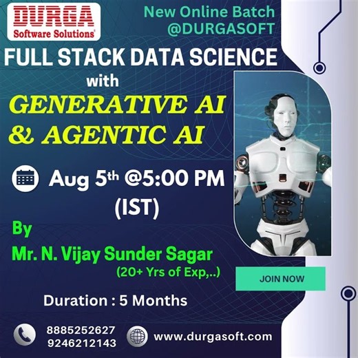FULL STACK DATA SCIENCE with Generative AI & Agentic AI Online Training @ DURGASOFT #durgasoftware