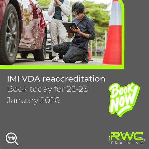 Due to unprecedented demand, we have only ONE space remaining on our Institute of the Motor Industry VDA full route course: 🗓️ Full route: 2nd to 5th December (Just 1 slot left!) Ensure your team is fully accredited and BS 10125 compliant before the year ends! Need a VDA reaccred? 🗓️ Reaccreditation course: 22nd – 23rd January 2026 Don't wait - secure the final 2024 slot or book your Jan 2025 reaccreditation before it's gone! 🔗https://www.rwctraining.co.uk/training/vda/ 📞 01908 969 992 📧 in