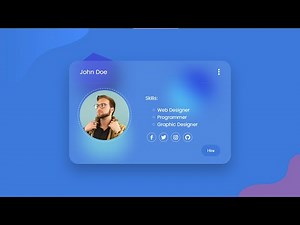 Modern Glass morphism Portfolio card made with only HTML & CSS | Personal Profile Card