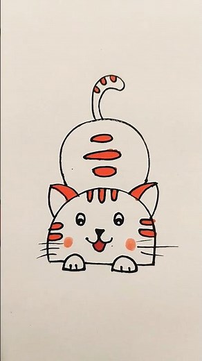 How to draw a cat 😺 easy step by step #shorts #cat #shortsfeed #drawing