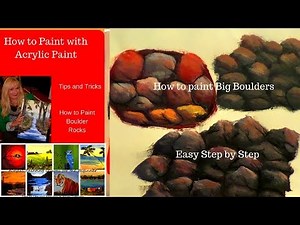 How to Paint BOULDERS with Acrylic Paint for beginners Step by step..