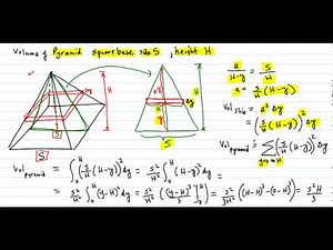 Find the volume of a square base pyramid using Calculus