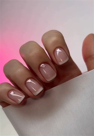 Hidden French tips with cute heart details 💗 soft, classy, and perfect for dreamy nail inspo #SpringNails #FrenchTipNails #HeartNails #NailInspo #CuteNails
