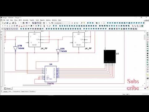 3 bit asynchronous up counter in Multisim by (+ve) edge trigger JK flipflop