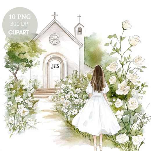 First Communion Clipart,bundle 10 PNG, Watercolor Church and Jhs,printable Stickers Goodnotes, Digital Download| 685 - Etsy