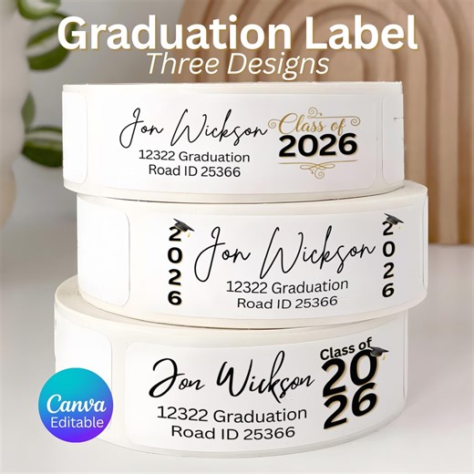 Graduation Announcement Mailing Label, Class of 2026 Labels, Grad Party Address Labels, Printable Graduation Labels, Digital Download - Etsy