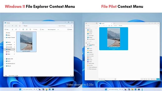@vkrajacic @WindowsLatest We actually compared with File Pilot about a month ago while testing File Explorer's preloading function. This is the Context Menu opening speed and File Pilot kills File Explorer here for obvious reasons.