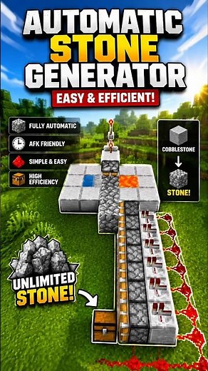 Minecraft Automatic Stone Generator 😱 Unlimited Stone Farm!