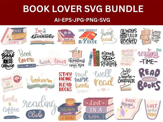 Book Svg Bundle,book Lover Files - Etsy