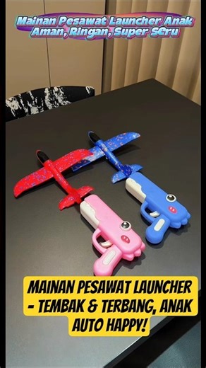 Mainan Pesawat Launcher Anak | Aman, Ringan, Super Seru Anak Auto Happy