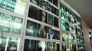 Interior detail of the medical museum. Anatomical museum with collection of human anatomy