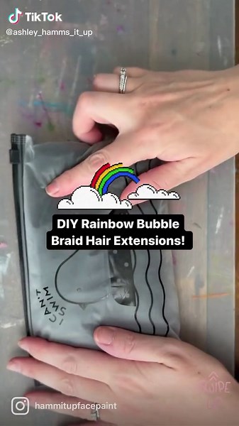 DIY Rainbow Bubble Braid Hair Extensions Tutorial
