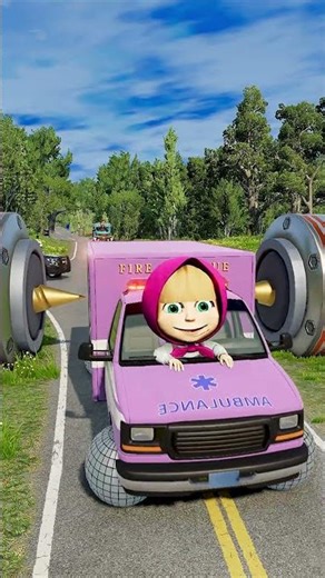 Funny Buses vs Police Car vs Giant Drill Crush in BeamNG.drive