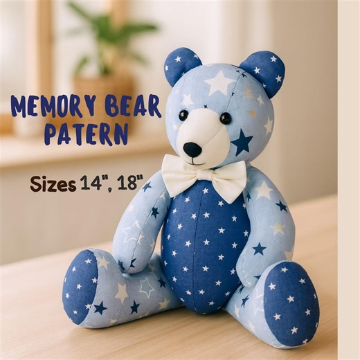 Memory Bear Sewing Pattern | Keepsake Teddy Bear Sewing Pattern | PDF Memorial Bear With Outfit L Sizes: 14in 18in - Etsy