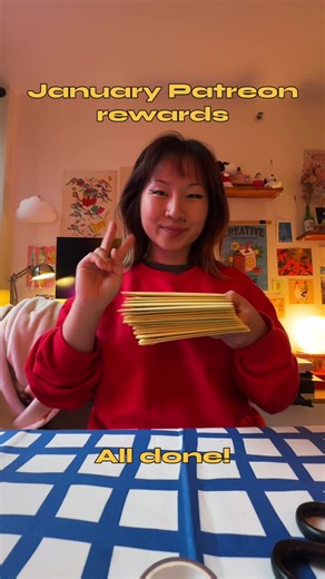 come make Patreon rewards with me! sneak peek for January featuring a limited run of my year of the horse risograph prints and a matching sticker to boot