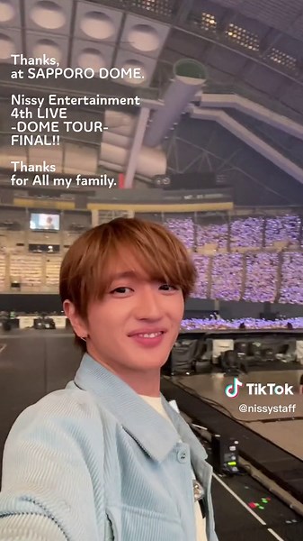 Thanks, at SAPPORO DOME. Nissy Entertainment 4th LIVE -DOME TOUR-⁡FINAL‼︎ Thanks for All my family. #Nissy #NissyEntertainment #6大ドームツアー #北海道ありがとうございました🎩