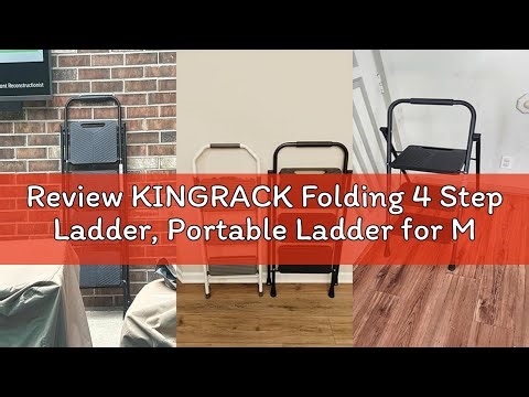Review KINGRACK Folding 4 Step Ladder, Portable Ladder for Multi-Purpose, Home, Kitchen, Heavy Sturd