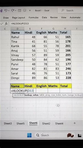 HLOOKUP Function In Excel Excel Tricks For Beginners In Hindi shorts exceltutorial bytetech