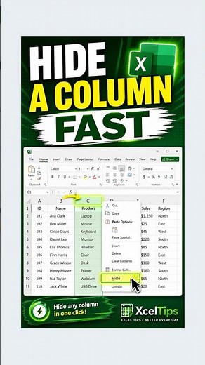 How to Hide One Column in Excel Fast