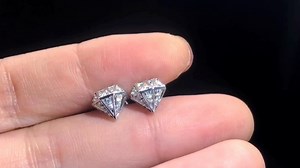 Watch DovEggs 14K White Gold Post Diamond Shaped 0.3ct Moissanite Stud Earring Platinum Plated Silver P... on Amazon Live