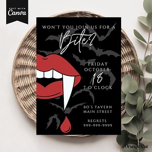 Vampire Bite Halloween Invitation: Editable Costume Party Invite (canva Template) - Etsy Canada