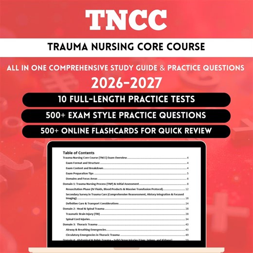 TNCC Study Guide 2026 | Tncc Trauma Nursing Core Course | Tncc 9th Edition Final Exam | Tncc Practice Questions | Tncc Exam Answers - Etsy