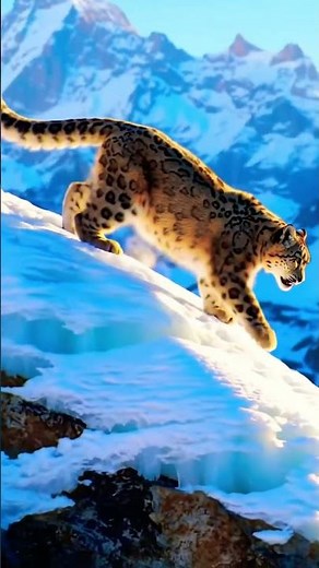 Snow Leopard’s Epic Leap ❄️🐆 | Himalayan Wildlife Shorts #wildlife #animals #leopard