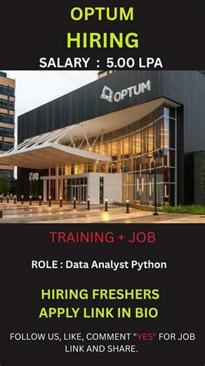 🚨 Optum Jobs 2026 Hiring Freshers for Data Analyst Python #jobsearch