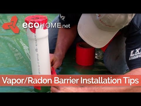 Slab floor vapour barrier and radon stack