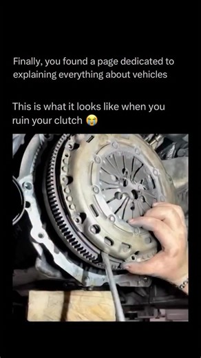 Explaining a car on Instagram: "Follow (us) @ExplainingACar to learn something NEW about vehicles every day 🧠💫 A car’s clutch can actually explode if it fails under extreme stress. When drivers ride the clutch too hard, launch at high RPMs, or push it past its limits, the friction material and pressure plate can overheat and shatter. Since a clutch spins at thousands of RPM, broken pieces can fly apart with explosive force, sometimes even punching through the bell housing and floorboard. This 