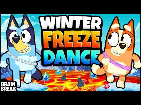 ❄️Bluey Run - Freeze Dance❄️ | Bluey Just Dance Kids Brain Break | Danny Go