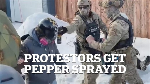Police pepper spray protestors during clash after ICE shooting