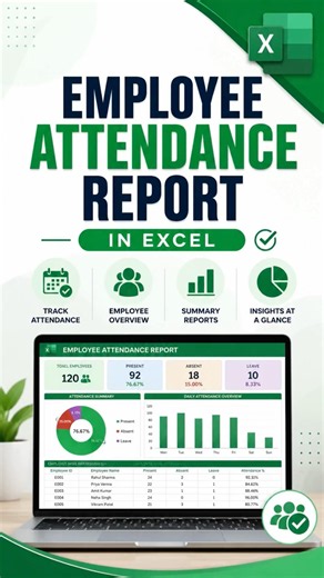Employee Attendance Report in Excel | Attendance Tracker #excel #shorts #viral #shortvideo #youtube