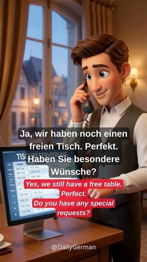 Reserving a table at a restaurant: Conversation in German & English (B2)