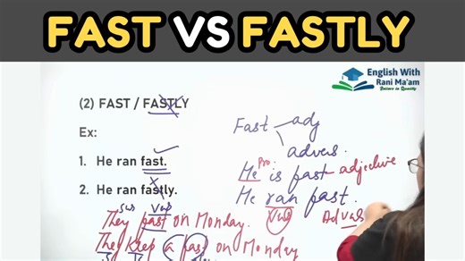16K views · 354 reactions | Fast Vs Fastly | Grammar | English With Rani Ma'am #grammar | English With RANI MAM | Facebook